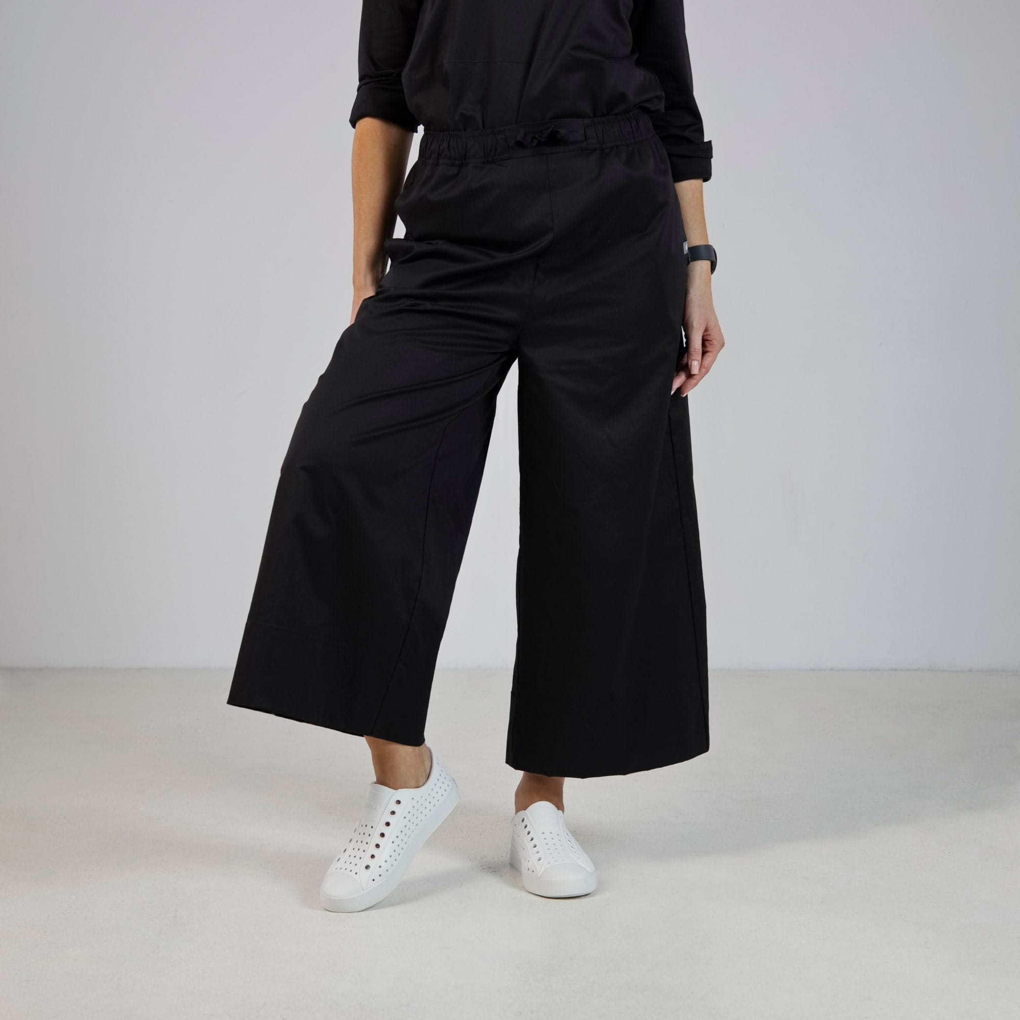 Spodnie medyczne damskie Culotte - Czarne